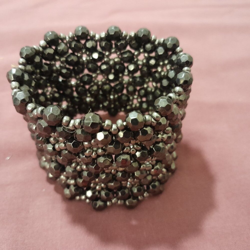 Beaded Stretch Cuff Bracelet - image 1